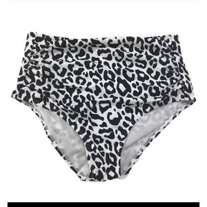 BRAND NEW CORAL REEF SWIM BOTTOMS- high waisted, white leopard print